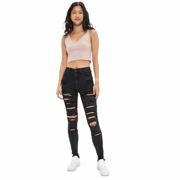 American Eagle NWT High Rise Destroyed Jeggings - Picture 1 of 16